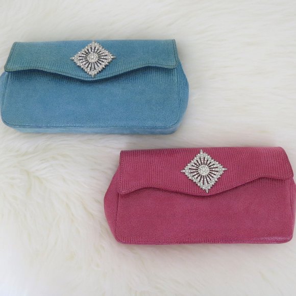 Sarah Shaw Handbags - Sarah Shaw Set Leather Rhinestone Clutches